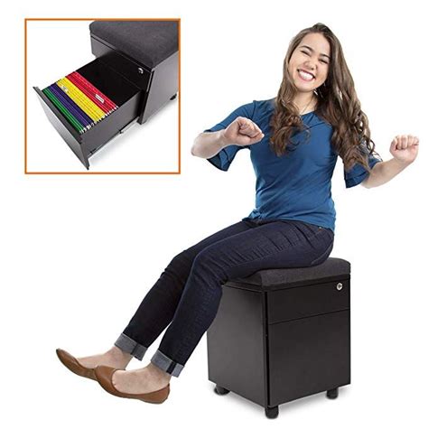 rolling filing cabinet with cushion